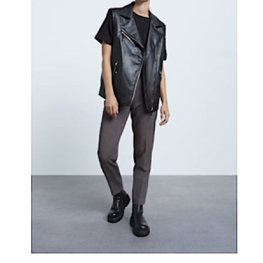 ZARA High-Waisted Pants - Gray Marl